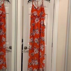 Orangish red flower maxi